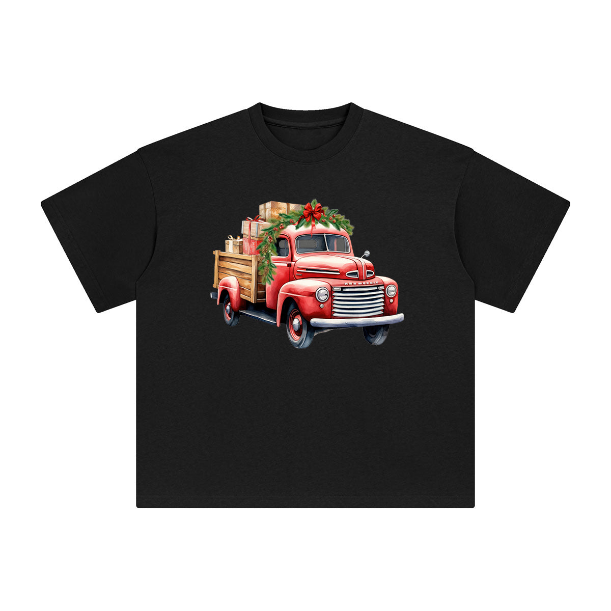 Vintage Christmas Truck Graphic Tee-INNBLAC Fashion Apparel