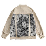Vintage Ink-Style Patchwork Denim Jacket