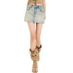 Light Wash A-Line Denim Mini Skirt