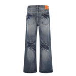 Rivet Lightning Pattern Micro Flare Vintage Denim Jeans