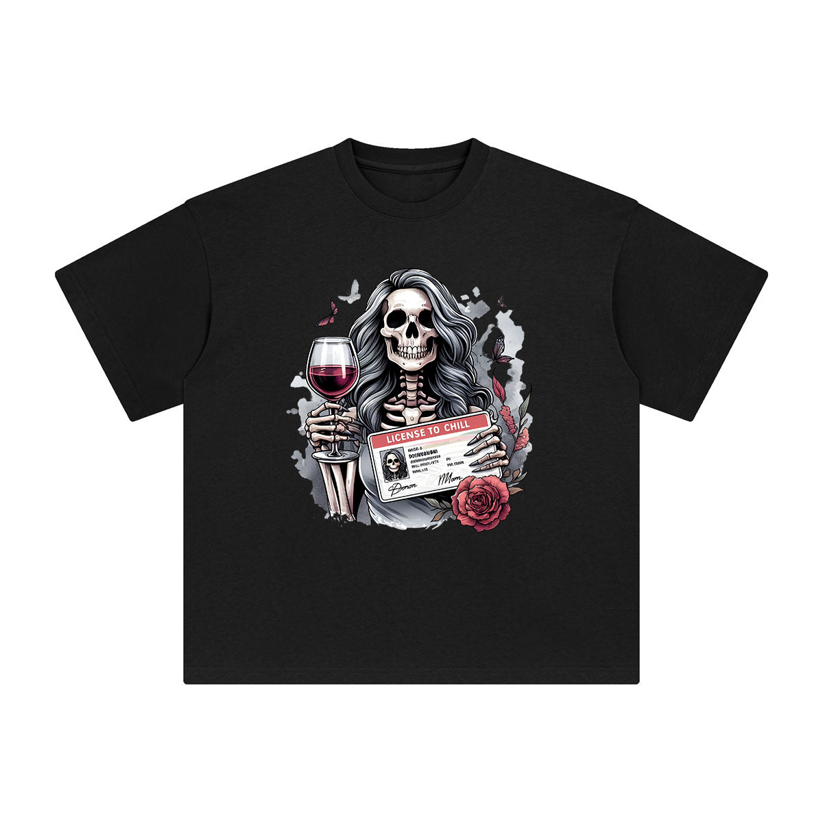 License To Chill Skeleton Graphic Tee-INNBLAC Fashion Apparel
