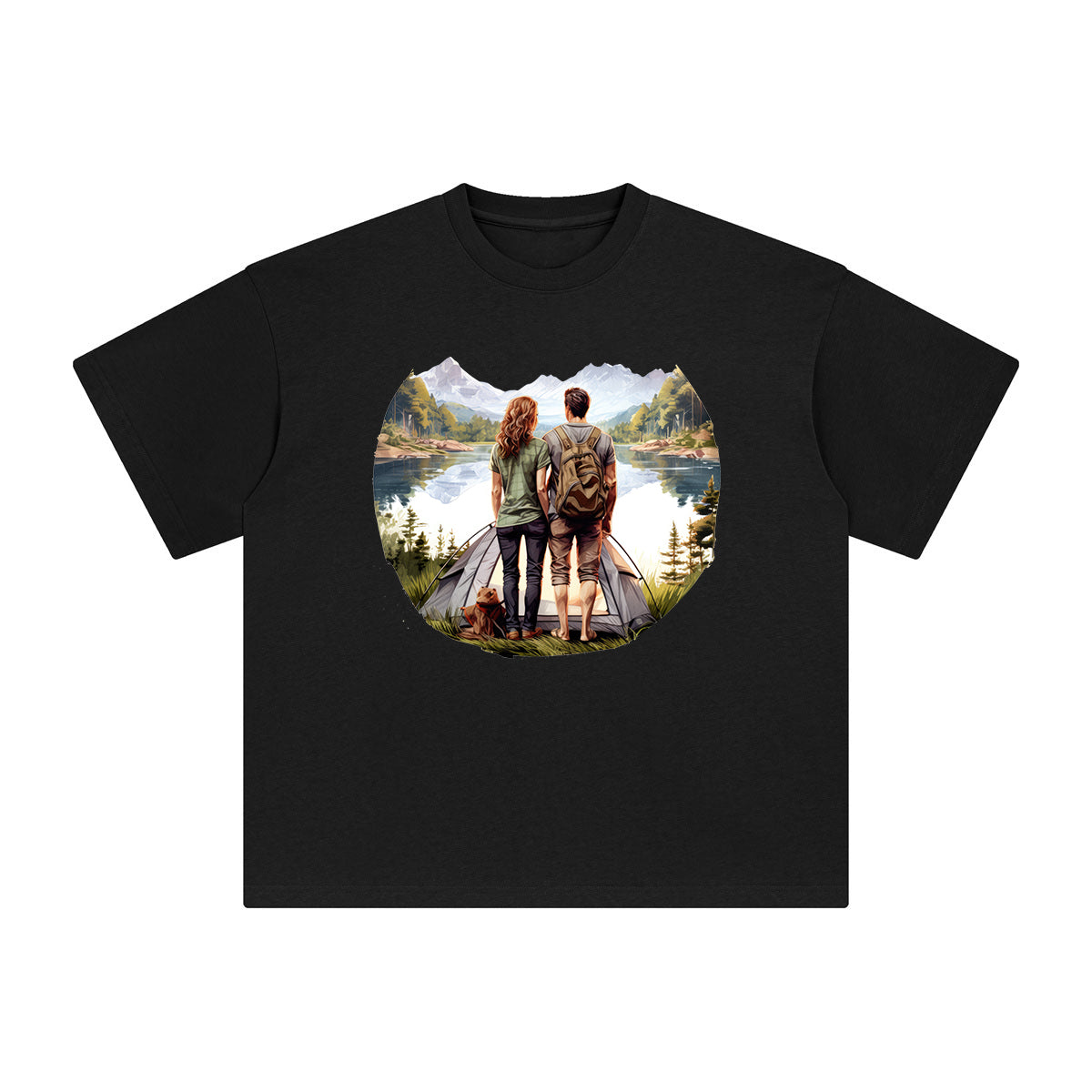 Couple Camping Graphic Tee-INNBLAC Fashion Apparel