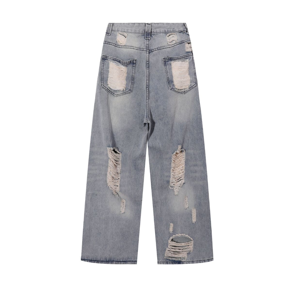 Heavily Distressed Vintage Wash Baggy Jeans