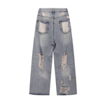 Heavily Distressed Vintage Wash Baggy Jeans