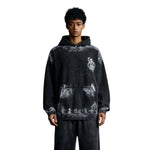 Distressed Edge Painted Graphic Washed Hoodie