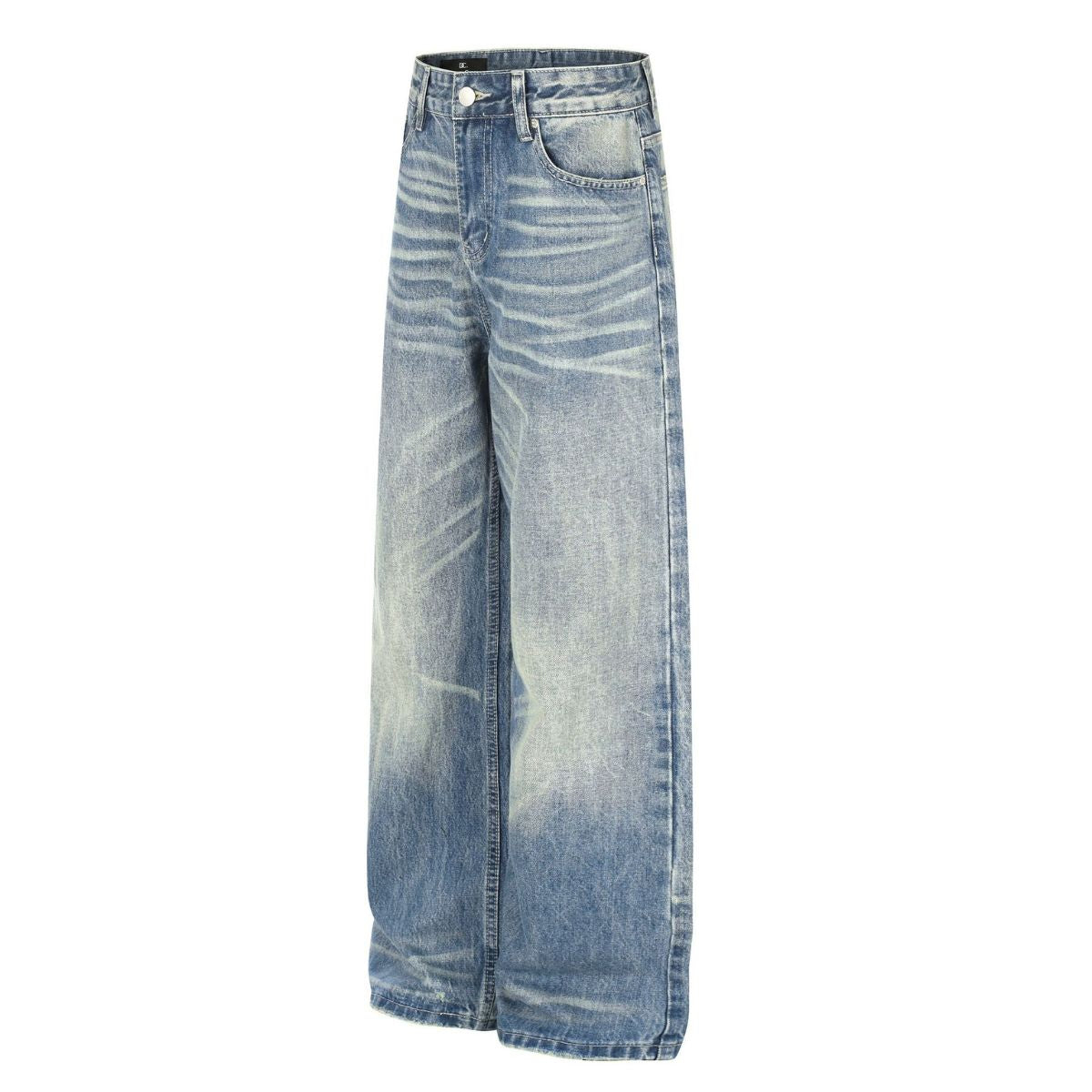 Vintage Washed Whiskered Wide Leg Jeans