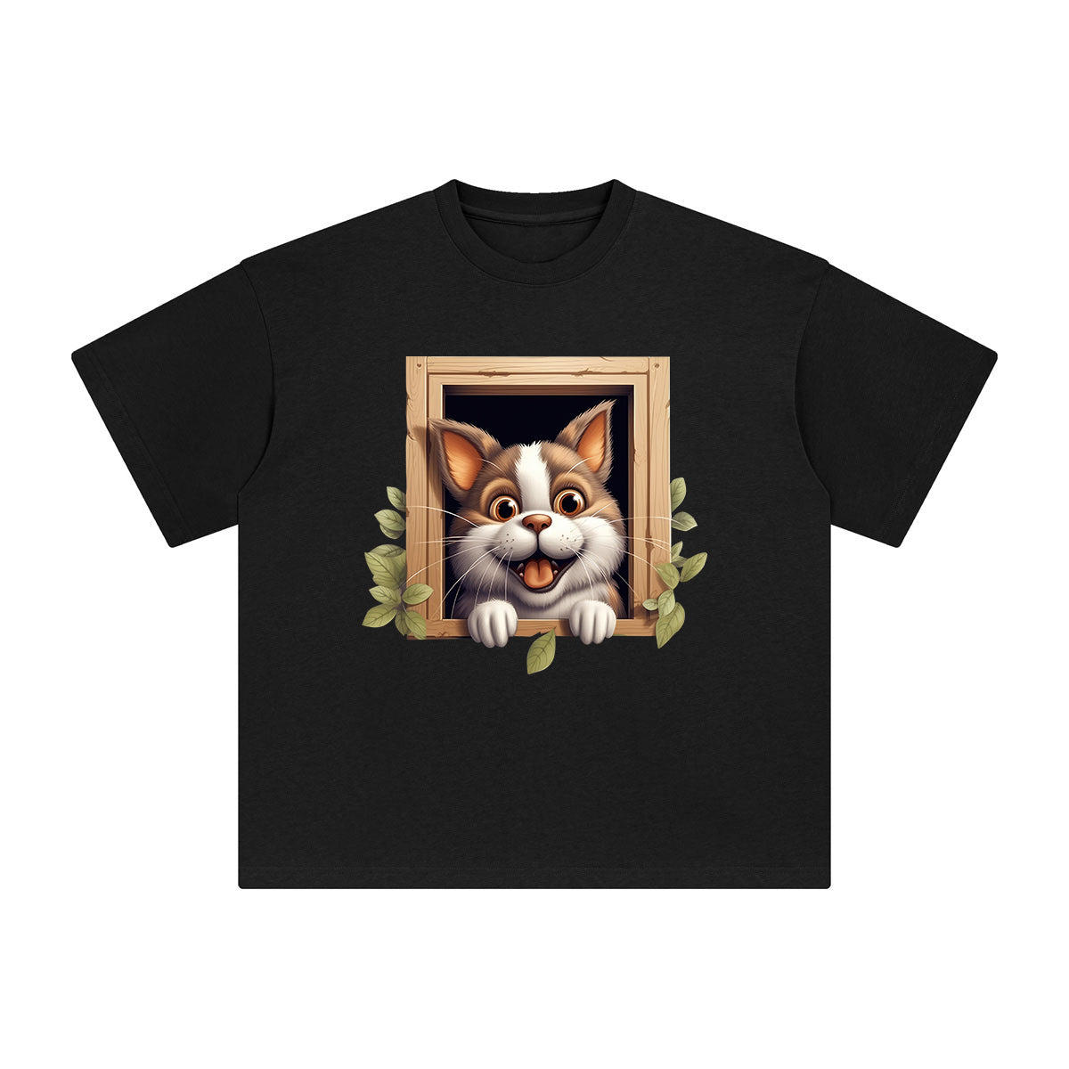 Cat Outside The Window Graphic Tee-INNBLAC Fashion Apparel