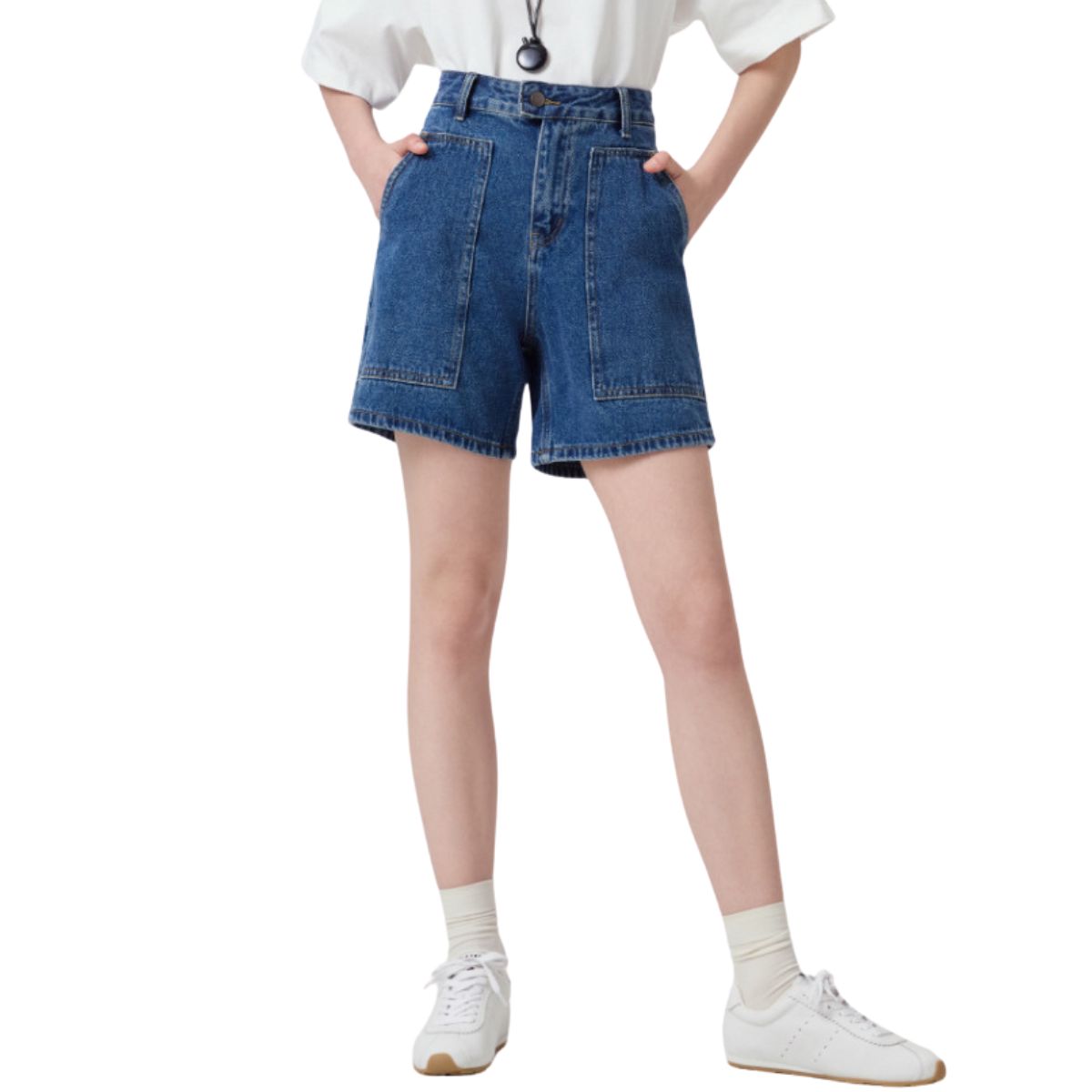 High-Rise Wide-Leg Denim Shorts