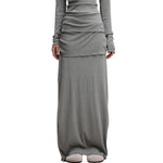 High Waist Ruched Knit Maxi Skirt