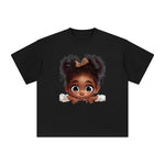 Peeking Boo Girl Graphic Tee-INNBLAC Fashion Apparel