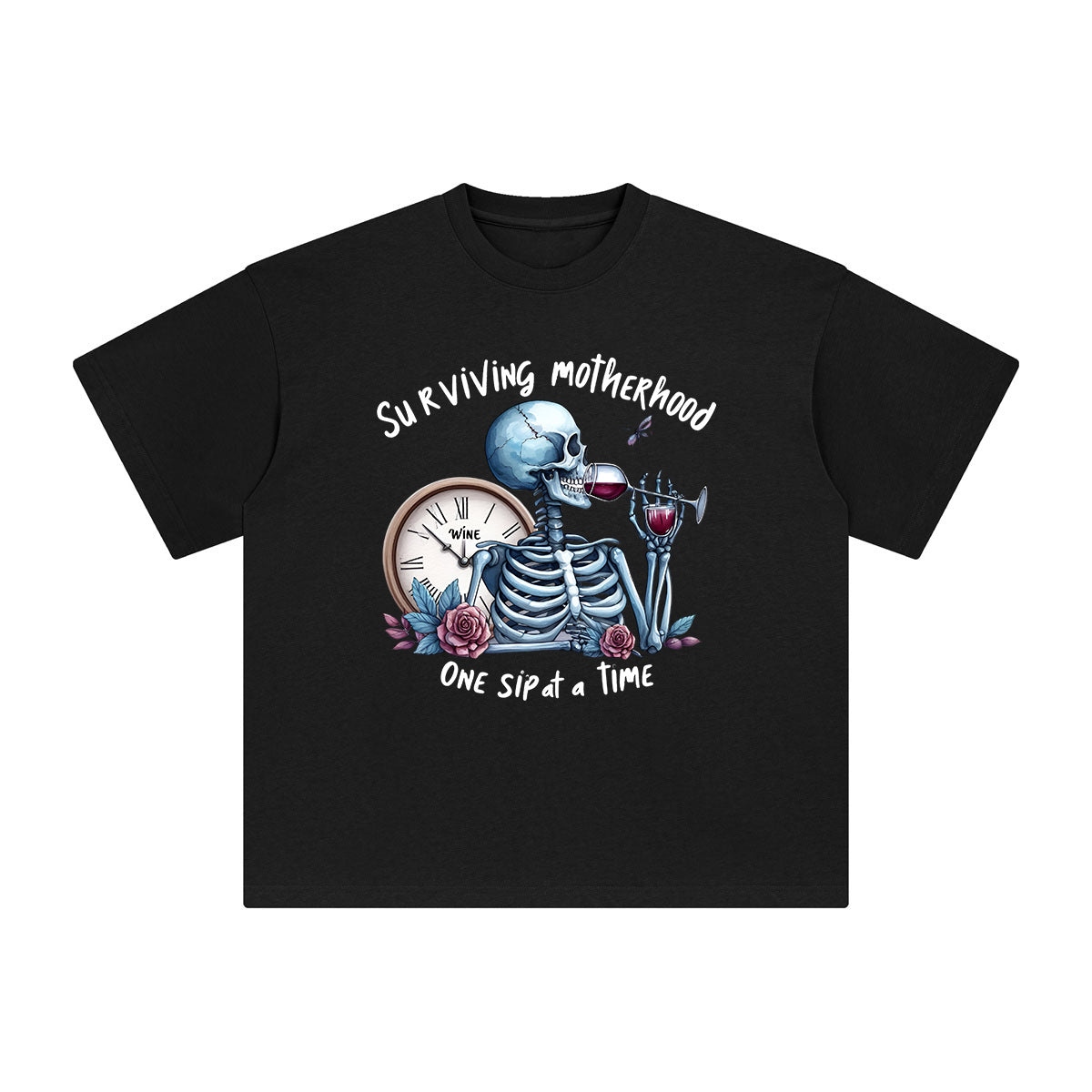 Surviving Motherhood One Sip At A Time Graphic Tee-INNBLAC Fashion Apparel
