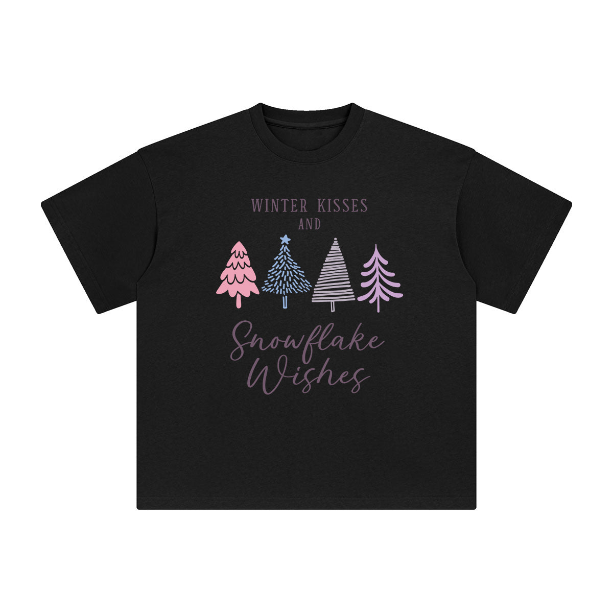Winter Kisses And Snowflake Wishes Graphic Tee-INNBLAC Fashion Apparel
