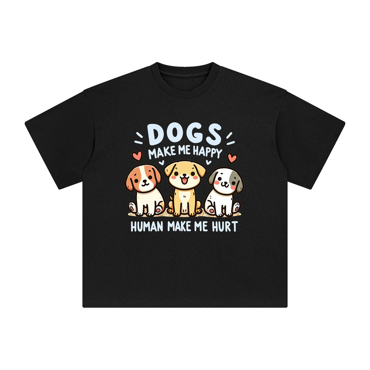 Dogs Make Me Happy Graphic Tee-INNBLAC Fashion Apparel