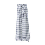 Vintage Plaid Pleated Wide Leg Trousers