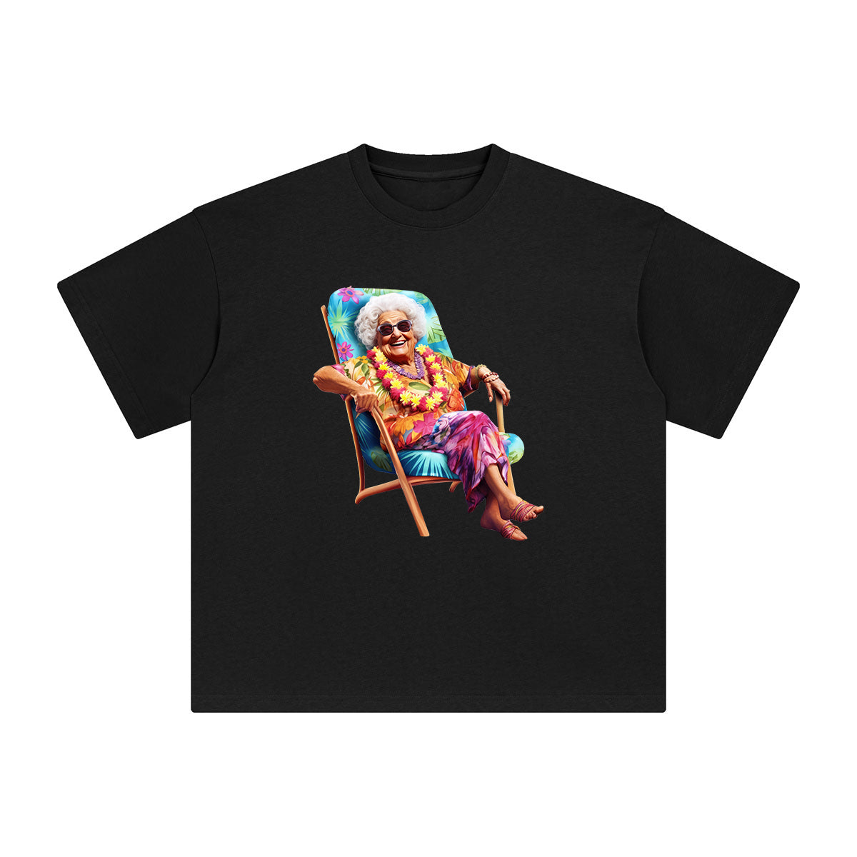 Grandma Sitting On Chair Graphic Tee-INNBLAC Fashion Apparel