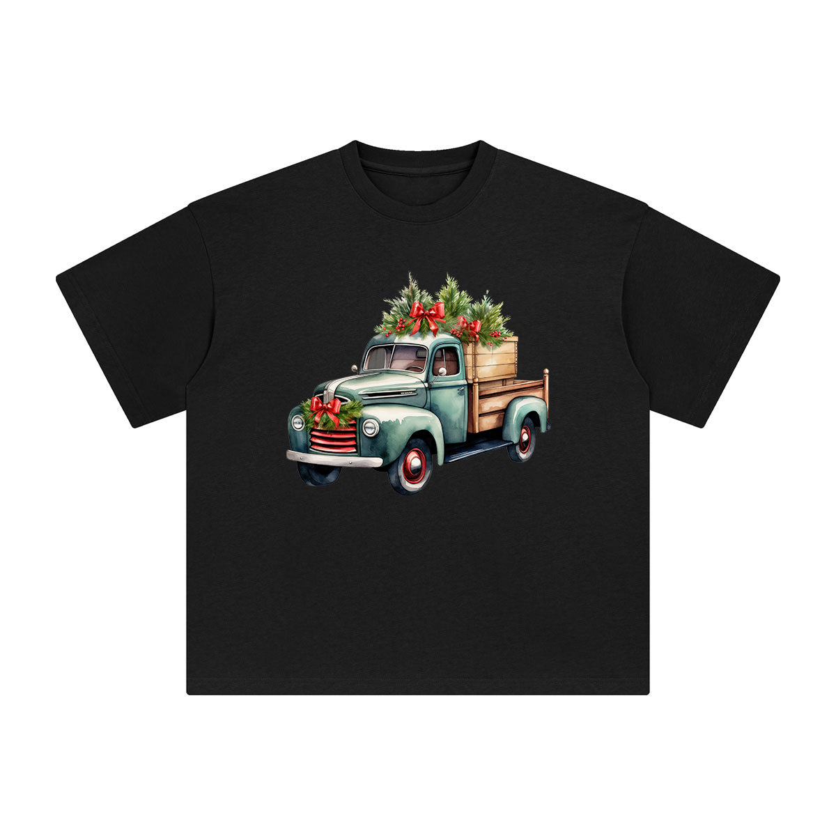 Vintage Christmas Truck Graphic Tee-INNBLAC Fashion Apparel