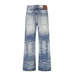Ripped Lightning Pattern Micro Flare Vintage Denim Jeans