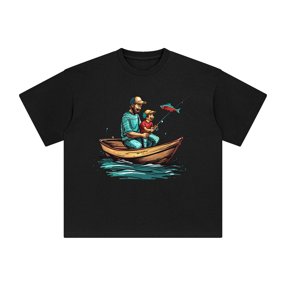 Fisherman Dad & Son Fishing Graphic Tee-INNBLAC Fashion Apparel