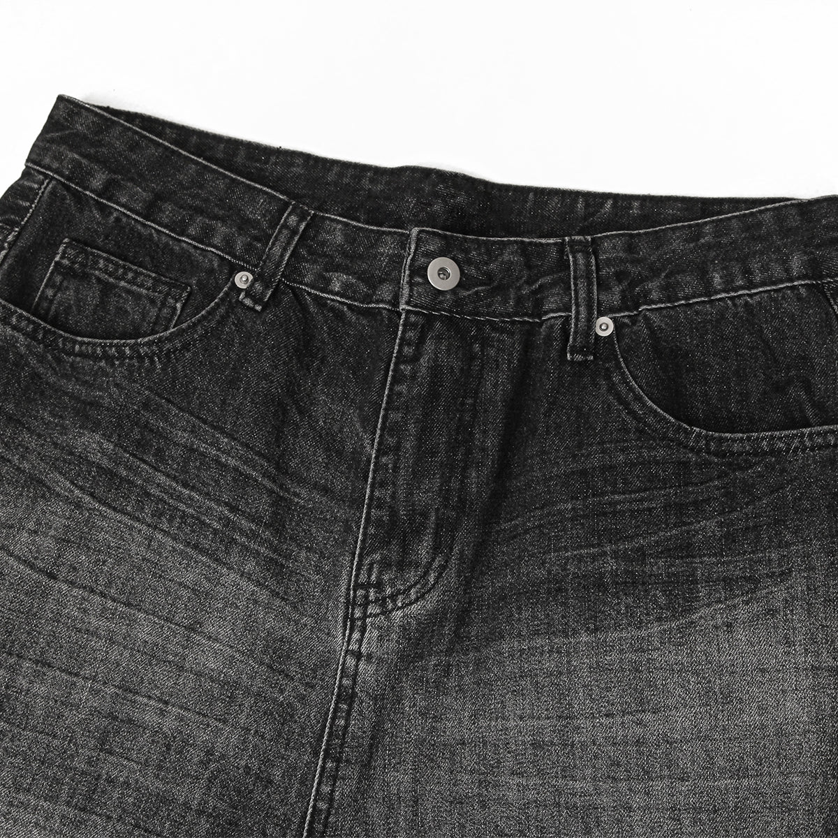 Gradient Fade Knee-Ripped Baggy Jeans