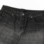 Gradient Fade Knee-Ripped Baggy Jeans