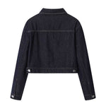 Long-Sleeve Boxy Cropped Denim Jacket