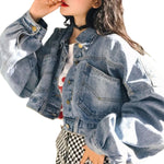 Cropped Denim Button-Front Jacket