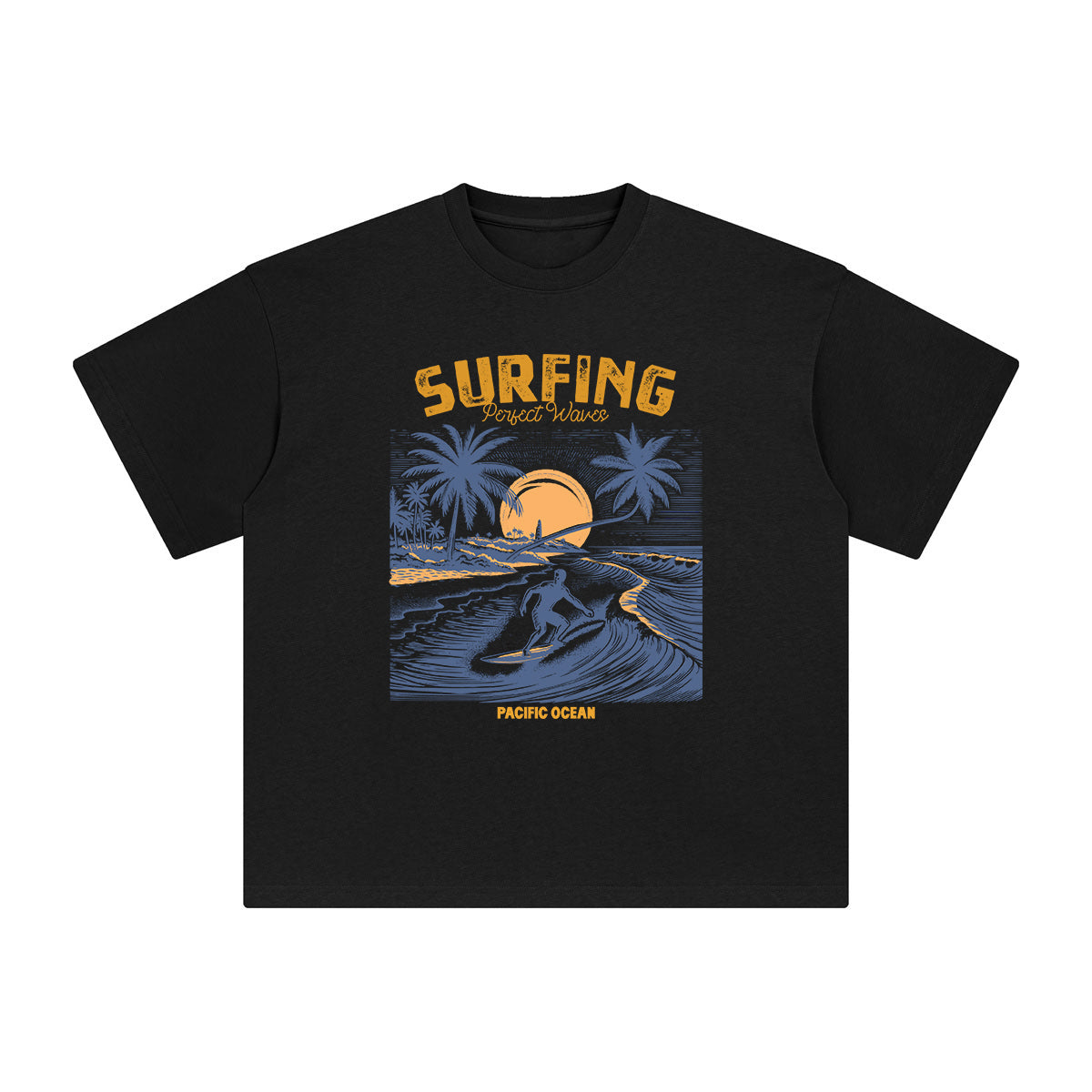 Surfing Perfect Waves Pacific Ocean Graphic Tee-INNBLAC Fashion Apparel