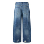 Heritage Washed Utility Loose Fit Floor-Length Denim Jeans