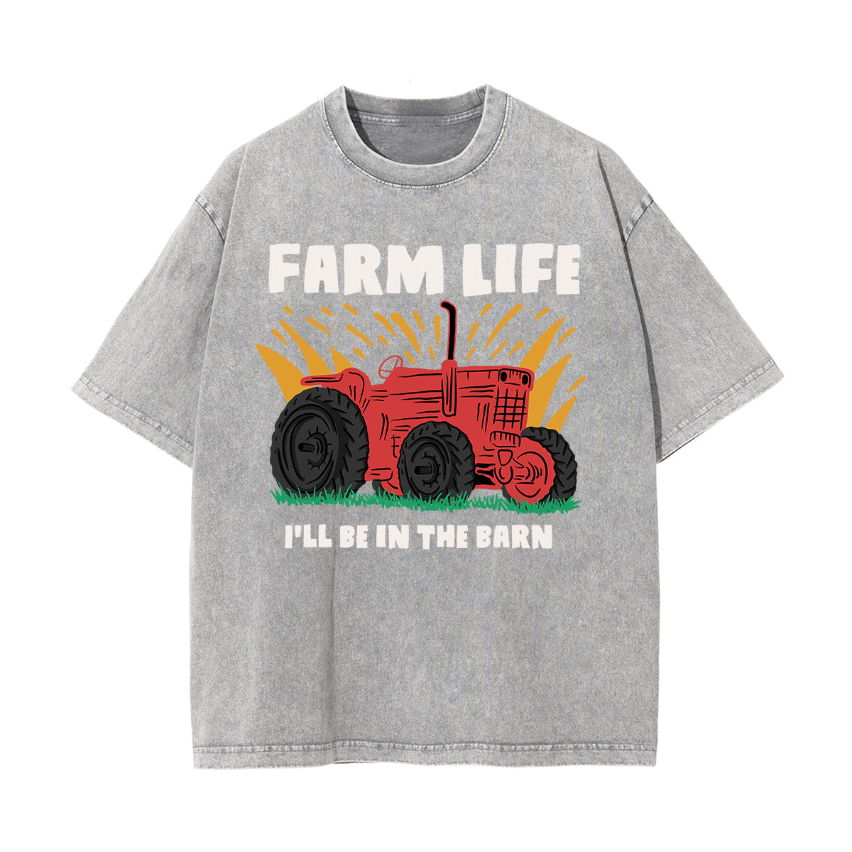 Farm Life Graphic Washed Tee-INNBLAC Fashion Apparel