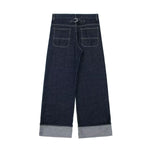 Indigo Cuffable Hem Baggy Jeans
