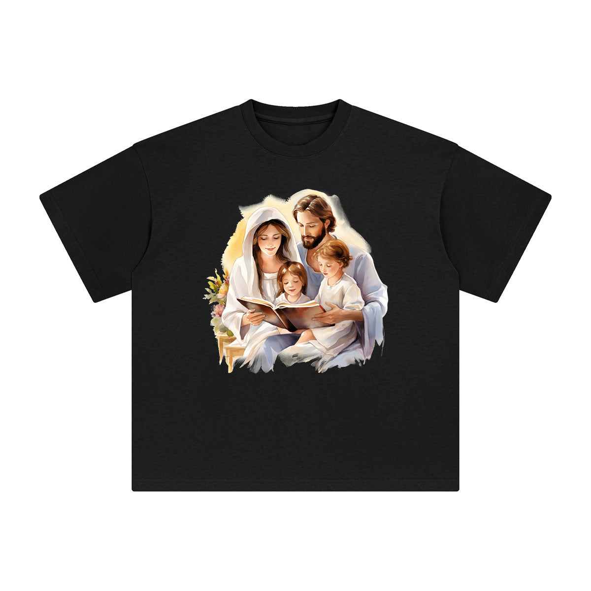 Jesus Family Reading Book Graphic Tee-INNBLAC Fashion Apparel