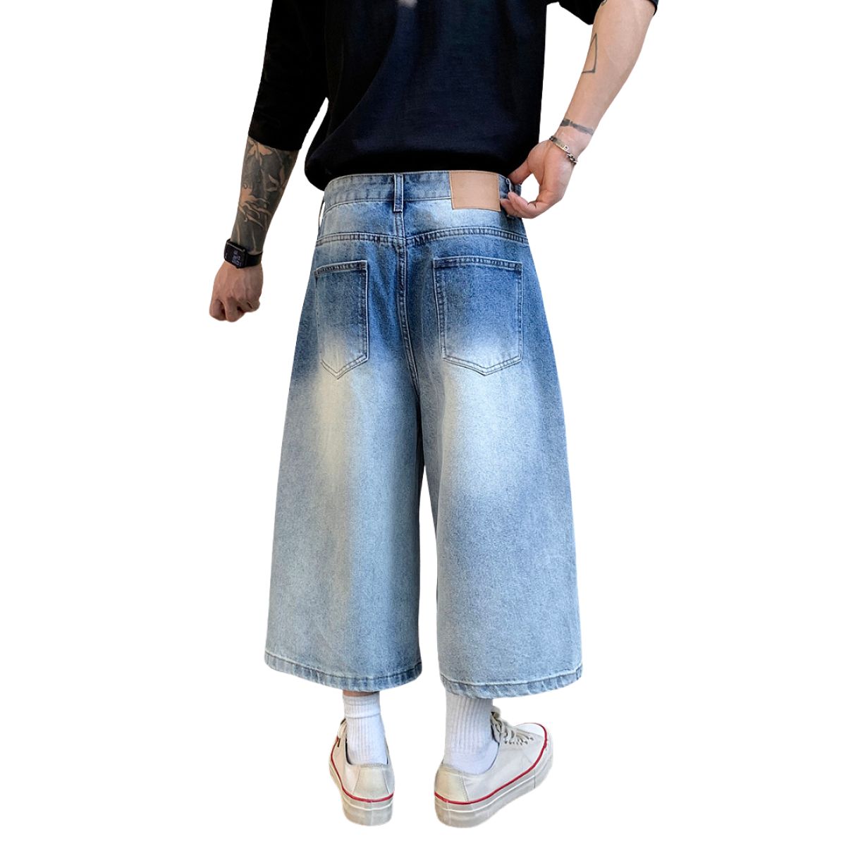 Bermudas con lavado vintage y salpicaduras de tinta
