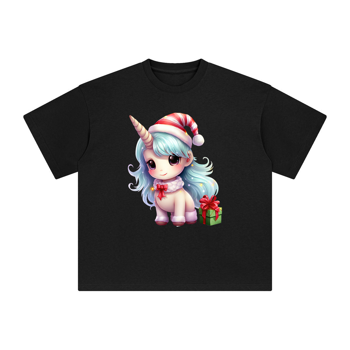 Pastel Christmas Baby Unicorn Graphic Tee-INNBLAC Fashion Apparel