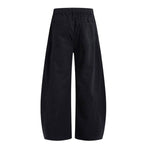 Pantalones de algodón con pierna ancha y color liso