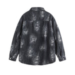 American Vintage Irregular Wear Pattern Design Washed Denim Jacket