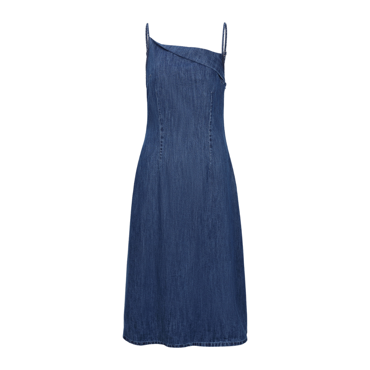 Asymmetrical Neckline A-Line Denim Dress