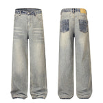 Light Wash Faded Wide-Leg Denim Pants
