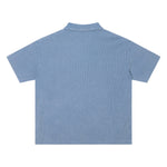 Retro Distressed Waffle Vintage Wash Polo T-Shirt
