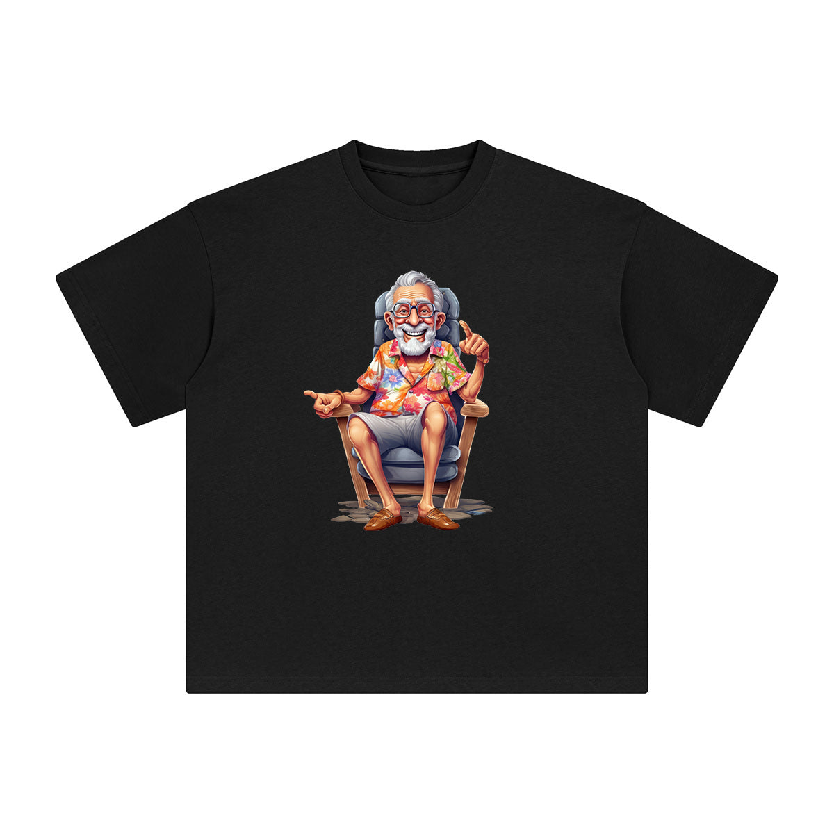 Grandpa Sitting On Beach Chair Graphic Tee-INNBLAC Fashion Apparel