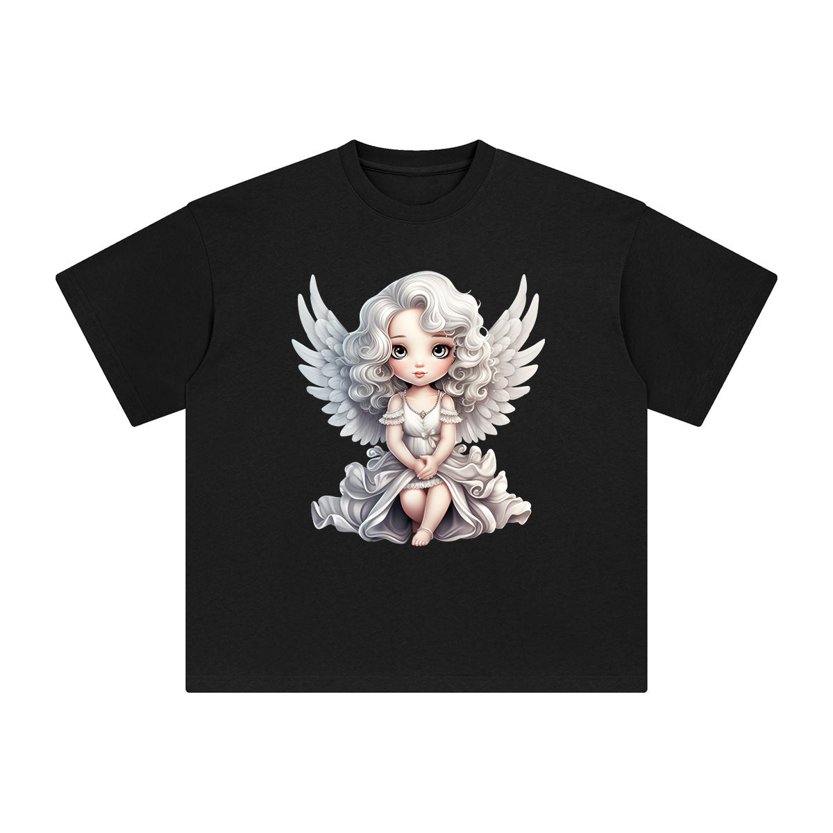 Silver Christmas Angel Graphic Tee-INNBLAC Fashion Apparel