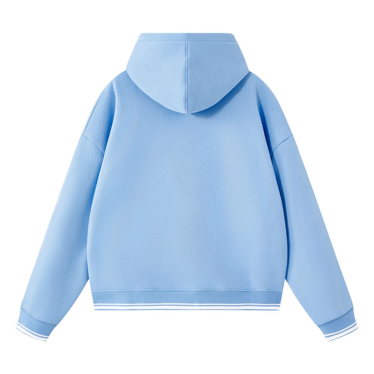 Color‑Block Ribbed Loose Warm Hoodie
