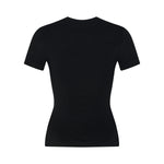 Women's Black Slim-Fit Stretch Crew Neck ShortSleeve Tee