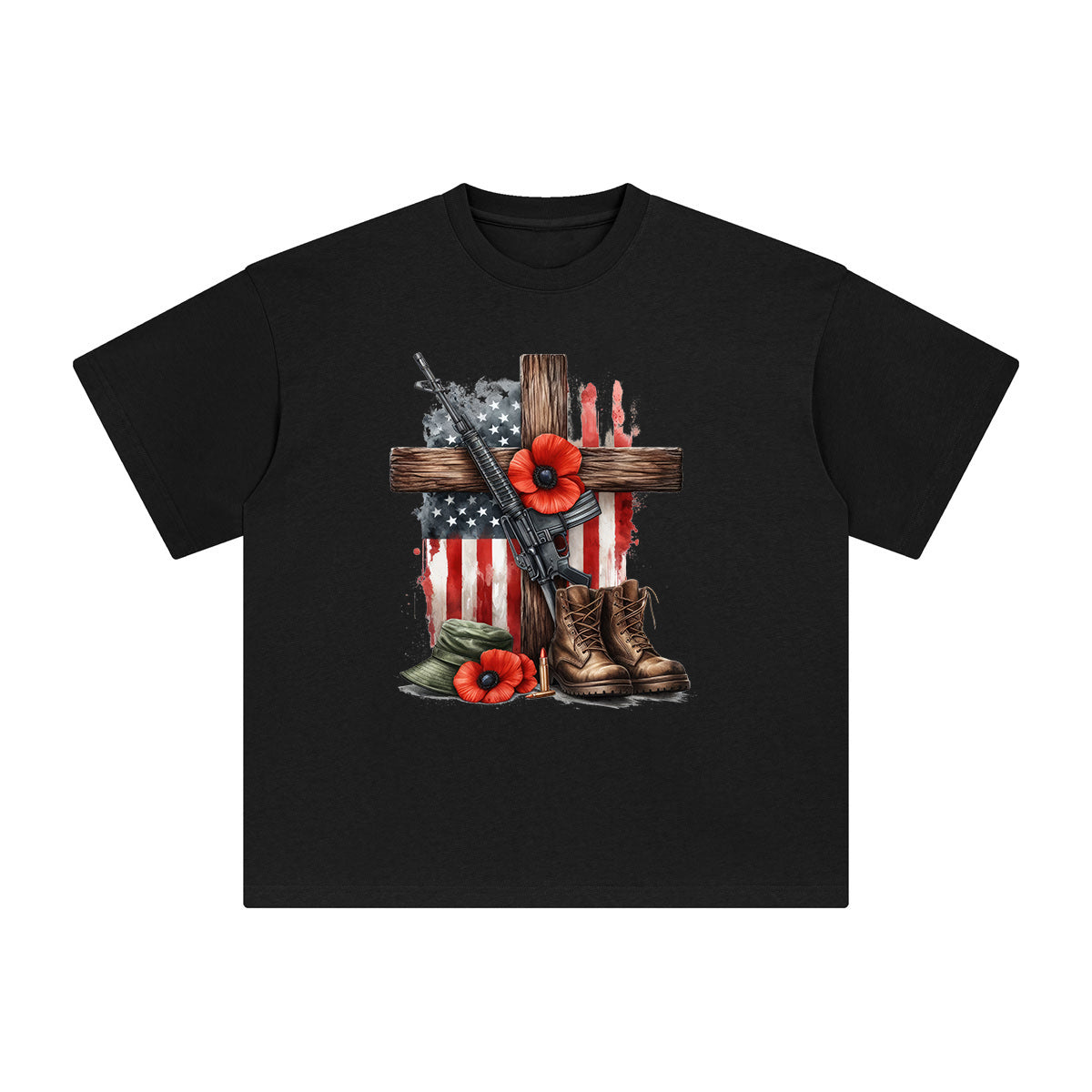 Memorial Day Cross Graphic Tee-INNBLAC Fashion Apparel