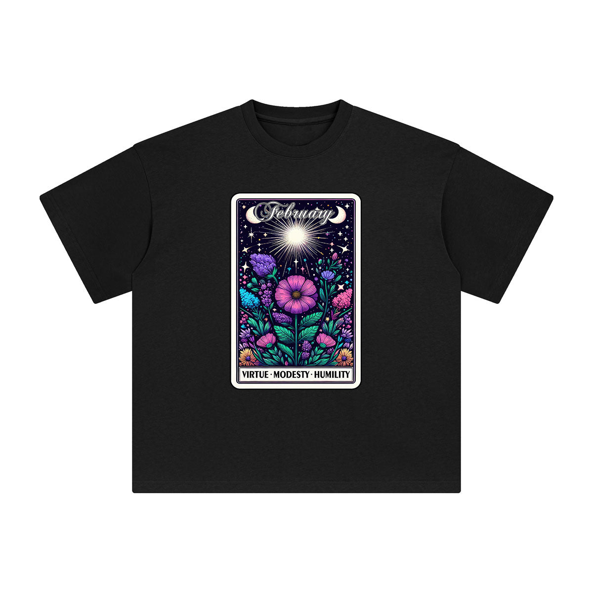 February Violet Card Graphic Tee-INNBLAC Fashion Apparel