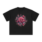 Gothic Spiderweb & Red Roses Graphic Tee-INNBLAC Fashion Apparel