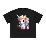 Pastel Christmas Baby Unicorn Graphic Tee-INNBLAC Fashion Apparel