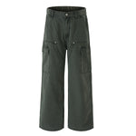 Wide Leg Cargo Pants Elastic Waistband Multi Pocket