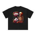 Skeleton Mama's Turn To Wine Graphic Tee-INNBLAC Fashion Apparel