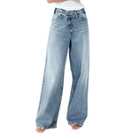 Crossover Asymmetric High-Rise Wide-Leg Jeans