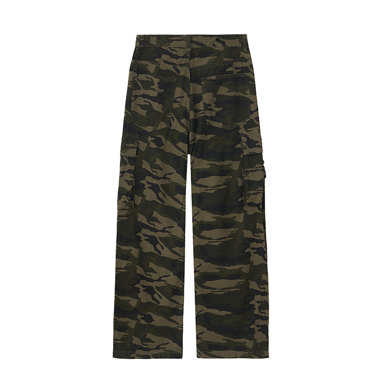Camouflage Straight Leg Cargo Trousers